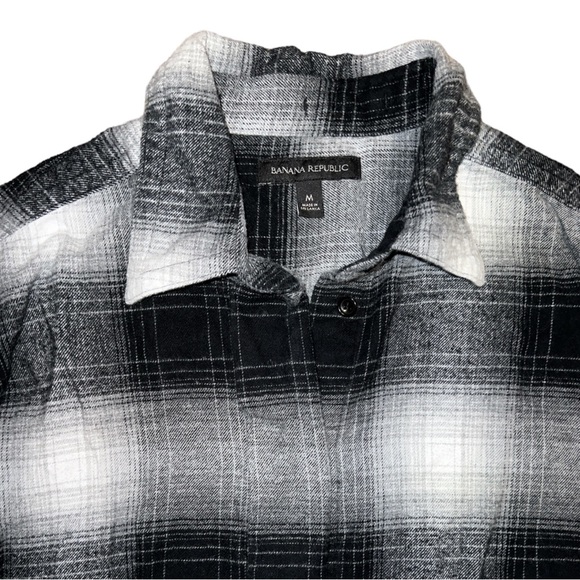 Banana Republic Classic Fit Organic Flannel Shirt Black/White Size Medium - Picture 6 of 6